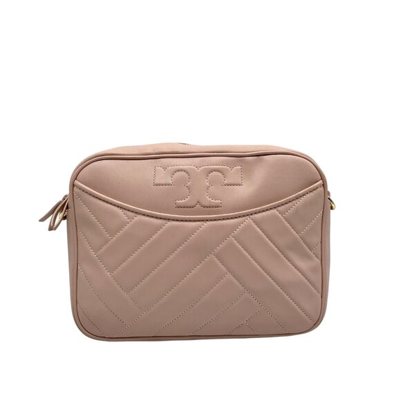 Tory Burch Blush Pink Leather Alexa Stitch Camera Crossbody Bag